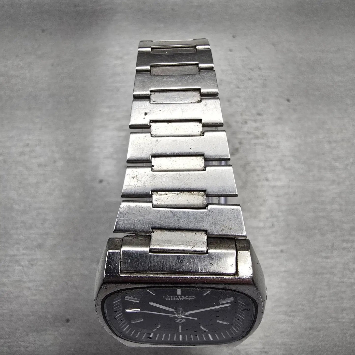 Seiko SQ Watch Men 36mm Black Dial Silver Tone Daydate 7546-5069 New Battery VTG4