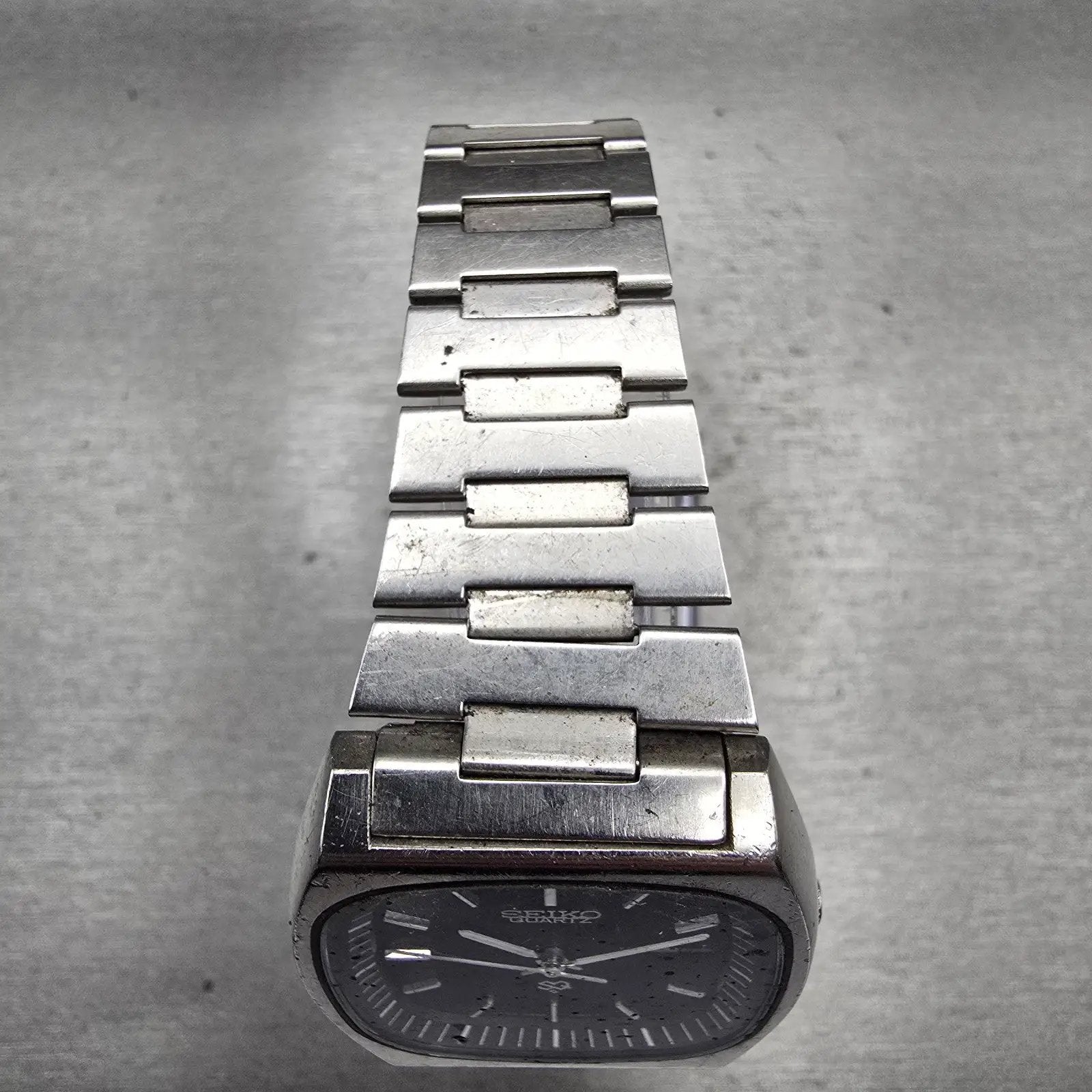 Seiko SQ Watch Men 36mm Black Dial Silver Tone Daydate 7546-5069 New Battery VTG4