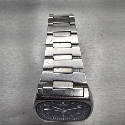 Seiko SQ Watch Men 36mm Black Dial Silver Tone Daydate 7546-5069 New Battery VTG4