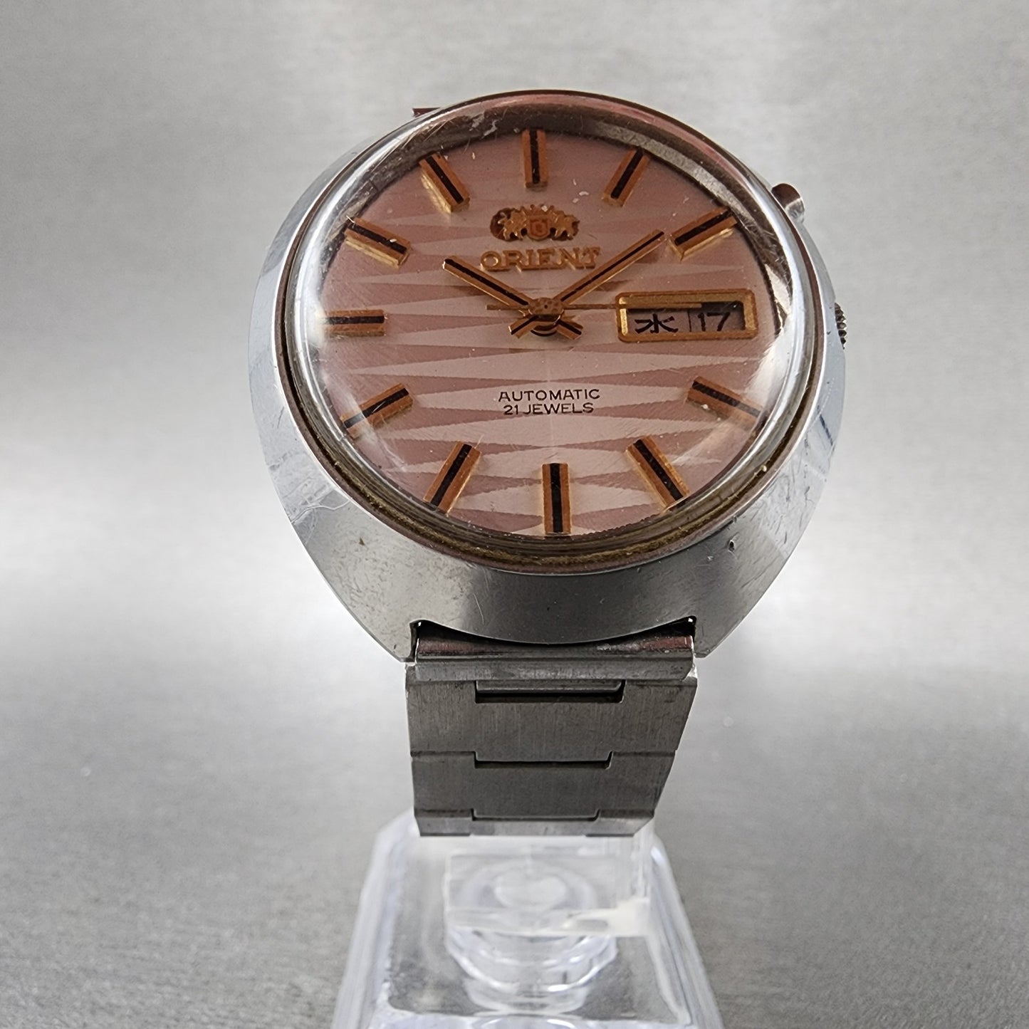 Orient Automatic Watch Men 37mm White Dial Silver Tone Daydate TI 4697168C Runs5