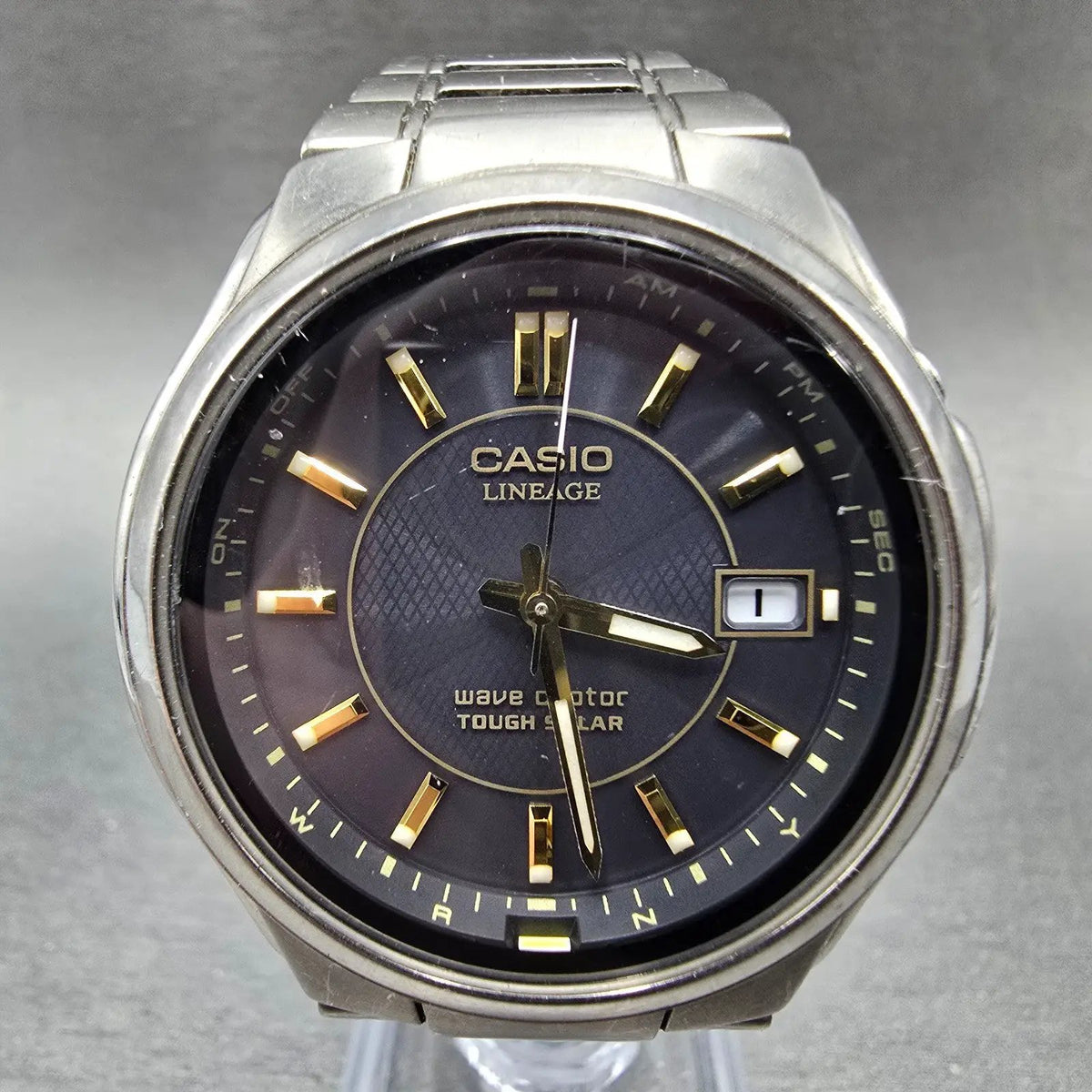 Casio Lineage LIW-110T Watch Men 40mm Black Dial Titanium Date Atomic Solar READ0