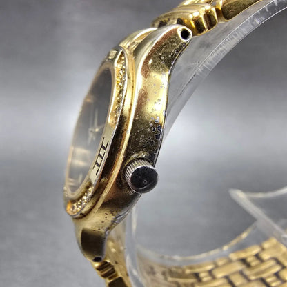 Wittnauer Laureate Watch Women 25mm Black Dial Gold Tone Date Round New Battery2