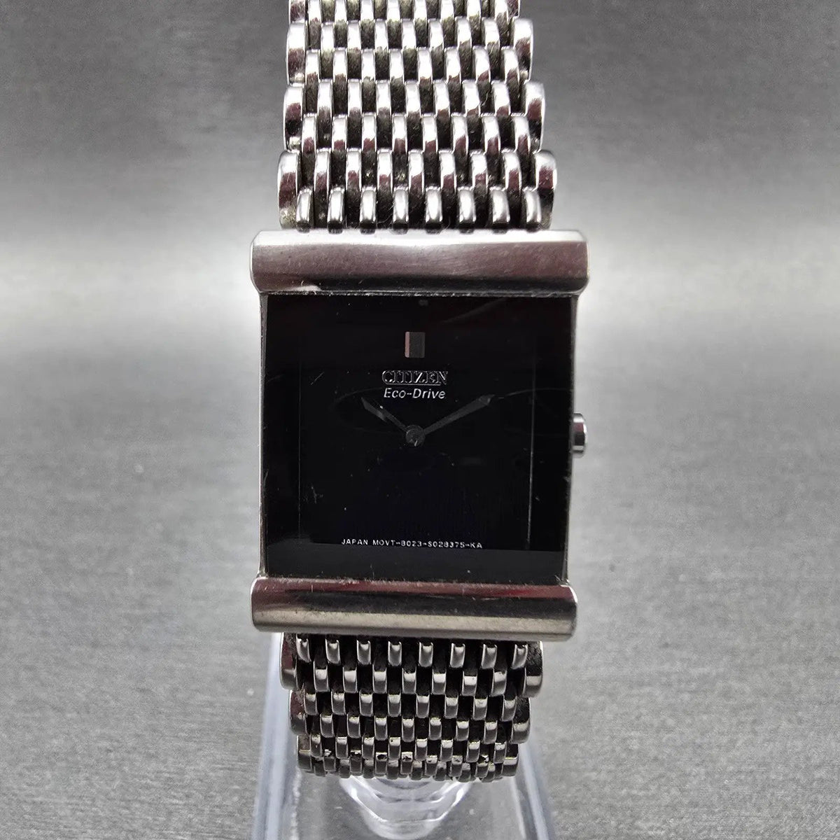 Citizen Eco-Drive Tank Watch Women 23mm Black Dial Silver B023-S015375 Works JP0