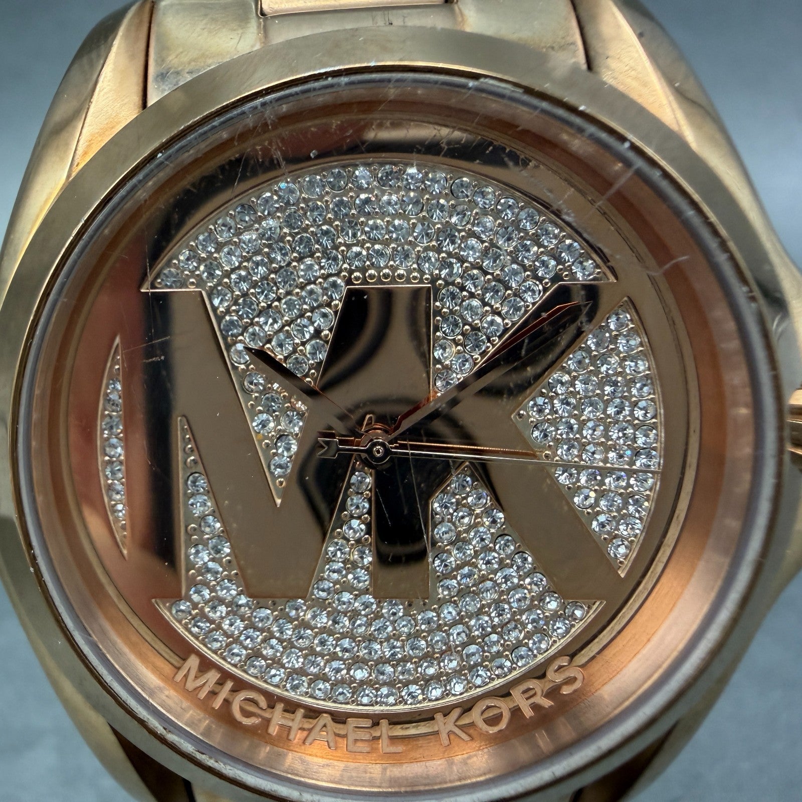 Michael Kors Bradshaw Watch Women 44mm Rose Gold Round MK-6437 New Battery1