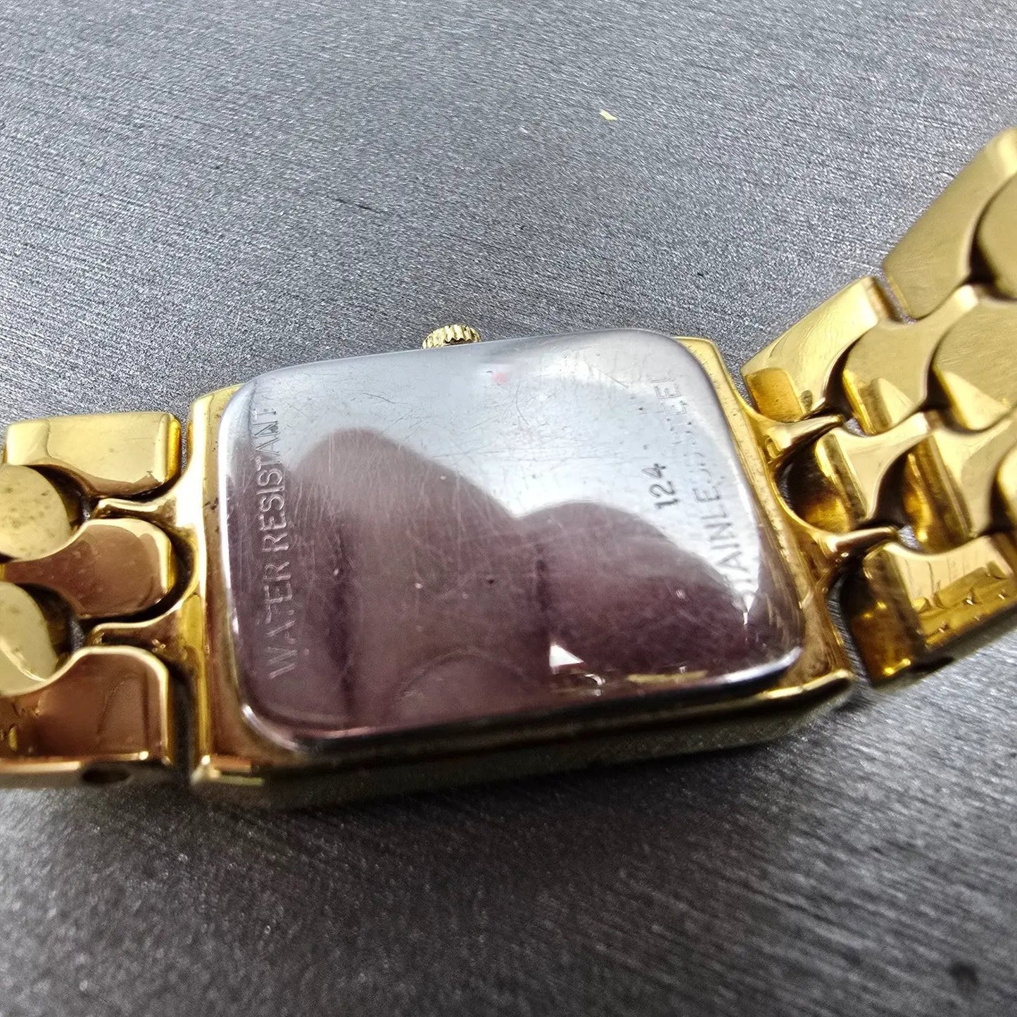 Wittnauer Tank Watch Women 19mm Champagne Dial Gold Tone Diamond Bezel New Batt9