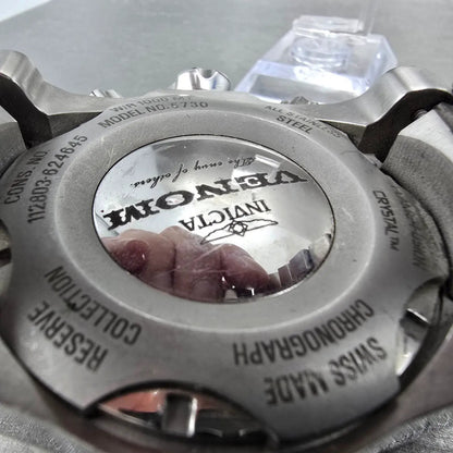 Invicta Venom Reserve Chronograph Watch Men 52mm Silver Dial Steel 5730 New Batt9