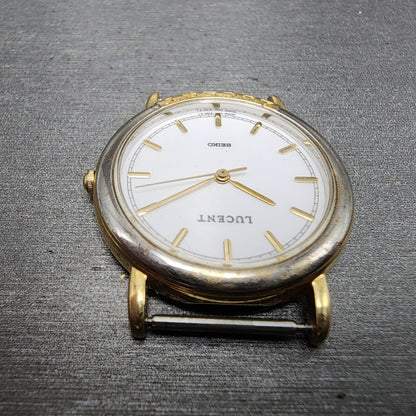 Seiko Lucent Watch Men 30mm White Dial Two Tone 7n01-615a New battery