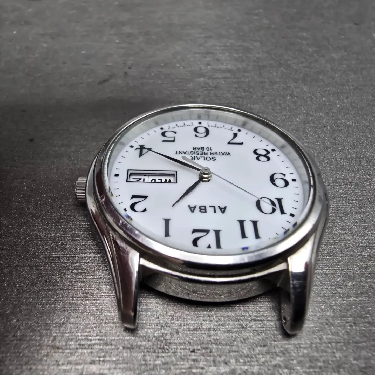 Seiko Alba Solar Watch Men 36mm White Dial Silver Tone Daydate V158-0AX0 PARTS5