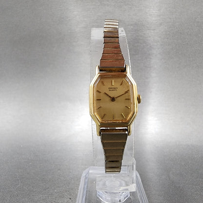 Seiko Watch Women 16mm Champagne Dial Gold Tone Octagon 2c205760 New Battery5