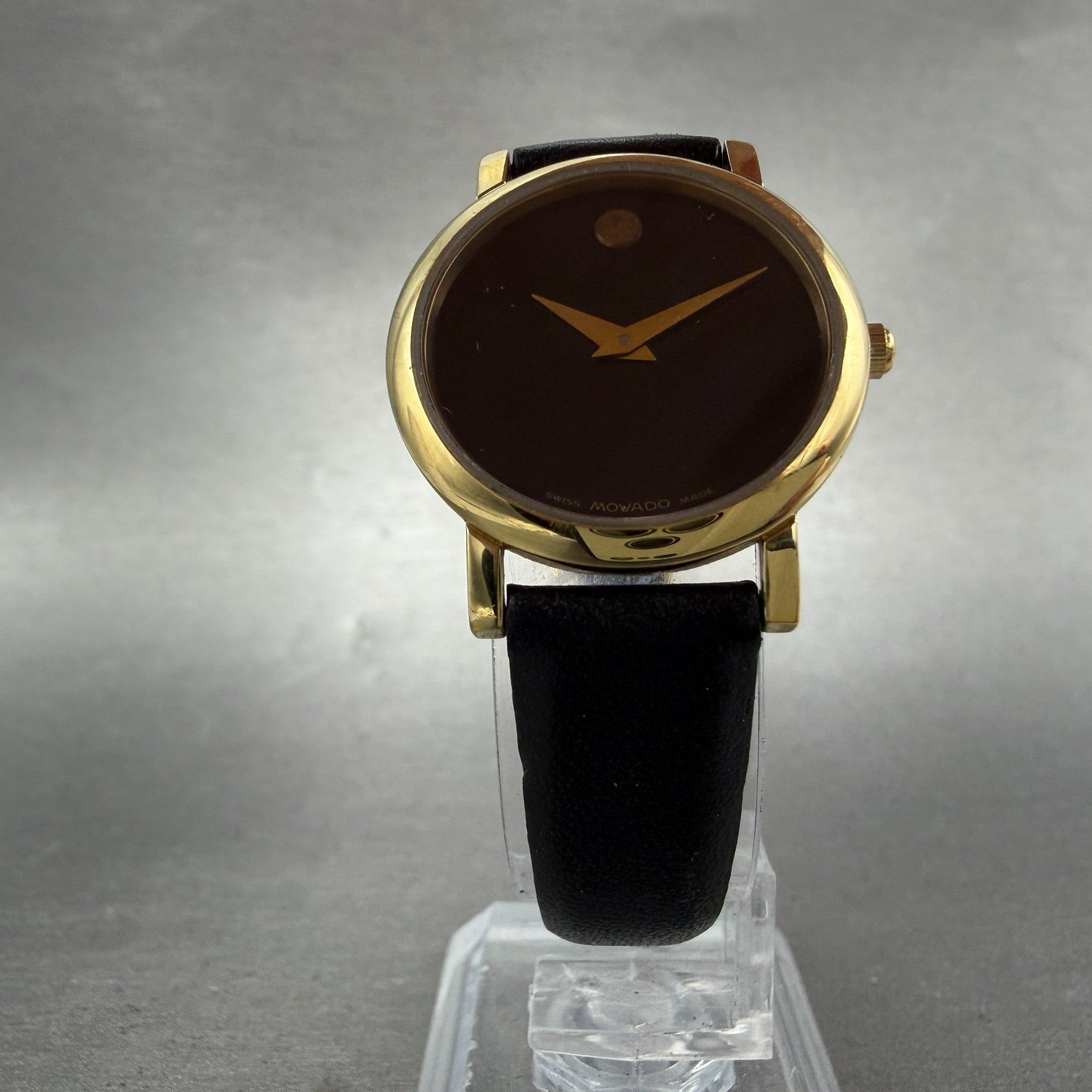 Movado Muesem Watch Women 26mm Black Dial Gold Tone Round 87 E4 0834 PARTS6