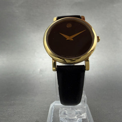 Movado Muesem Watch Women 26mm Black Dial Gold Tone Round 87 E4 0834 PARTS6