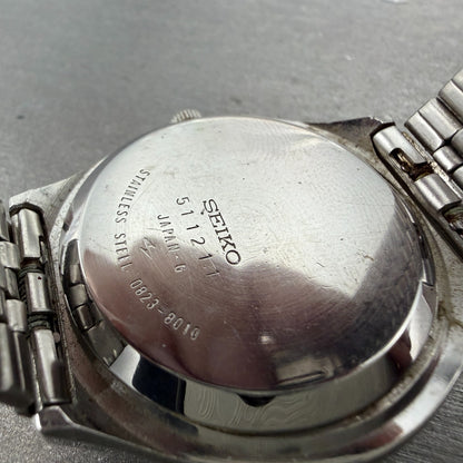 Seiko QT Watch Men 37mm Silver Dial Silver Tone Daydate Round 0823-8010 PARTS10