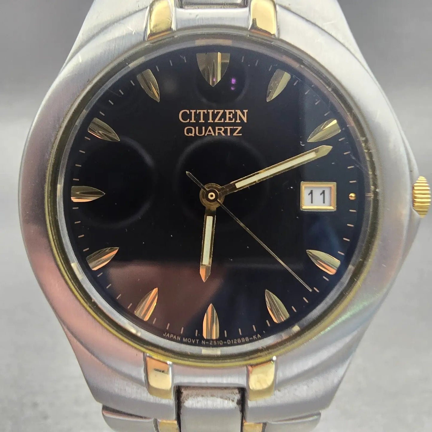 Citizen Watch Men 36mm Black Dial Two Tone Date Round 2510-S93614 New Battery1