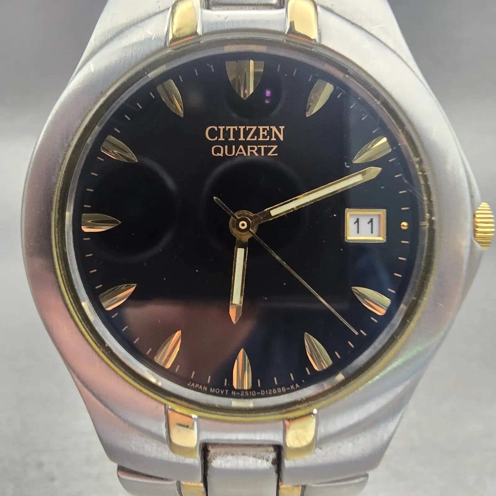 Citizen Watch Men 36mm Black Dial Two Tone Date Round 2510-S93614 New Battery1