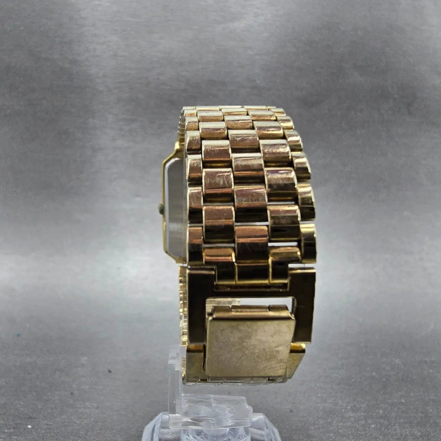 Seiko Tank Watch Men 26mm Cream Dial Gold Tone Date Rectangle 5Y39-5A60 PARTS7