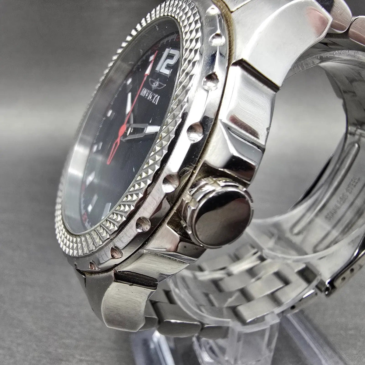 Invicta Specialty Watch Men 48mm Black Dial Silver Tone 15201 New Battery2