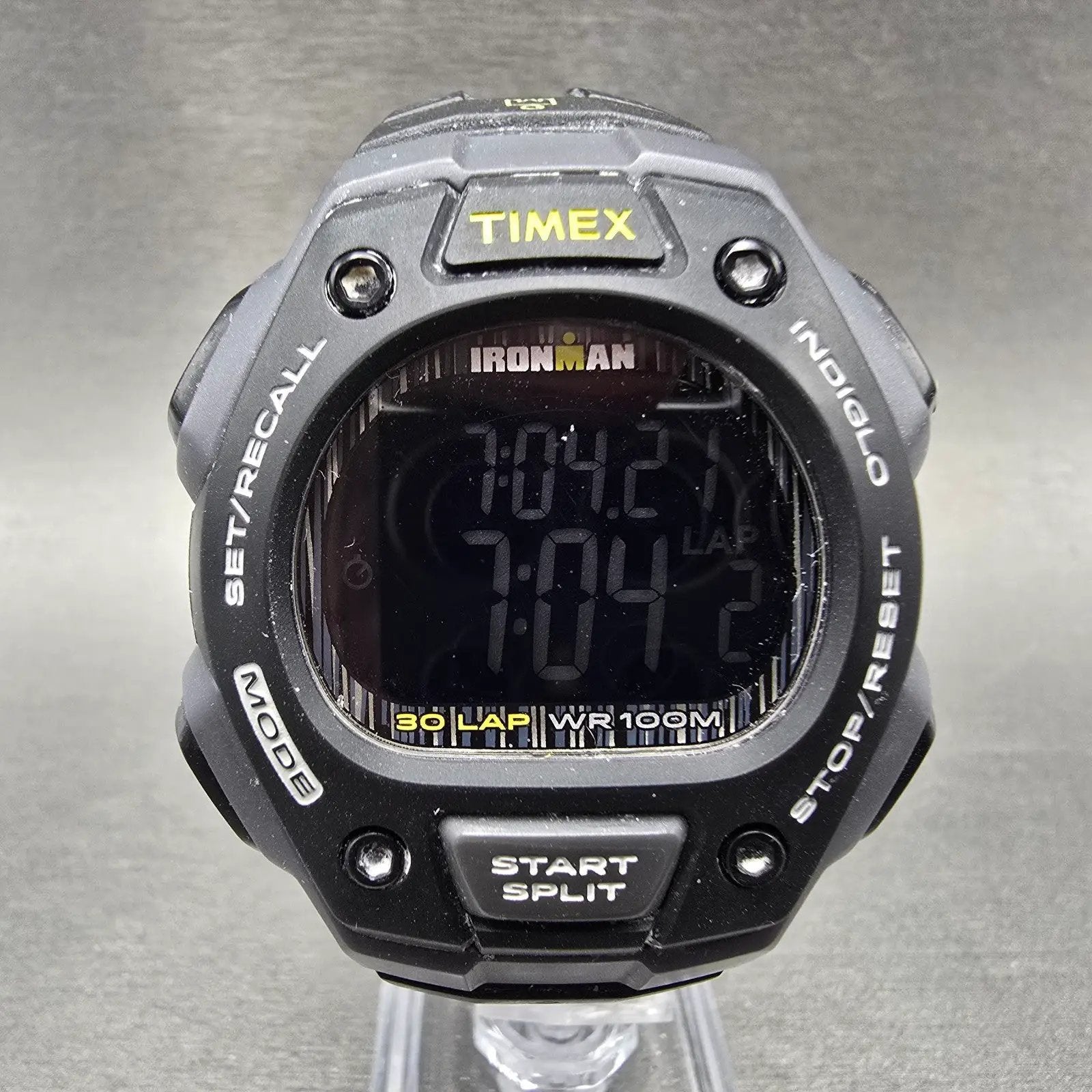 Timex Ironman Classic 30 Watch Men 41mm Black Alarm Chrono Round New battery B0