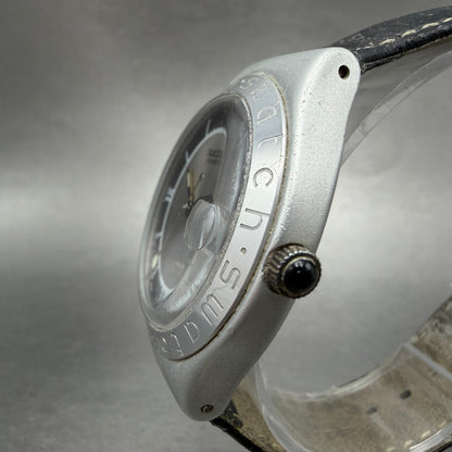 Swatch Irony Smoke Watch Men 37mm Silver Dial Aluminum Date YGS4002 New Battery2