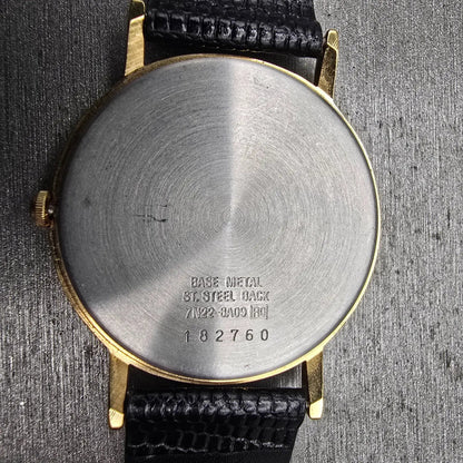 Seiko Watch Men 34mm Black Dial Gold Tone Date Round 7N22-8A09 New Battery VTG10
