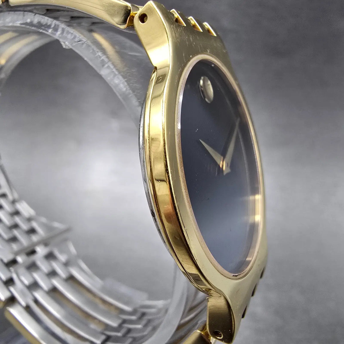 Movado Esperanza Watch Men 32mm Black Dial Gold Tone 84.19.861 New Battery3