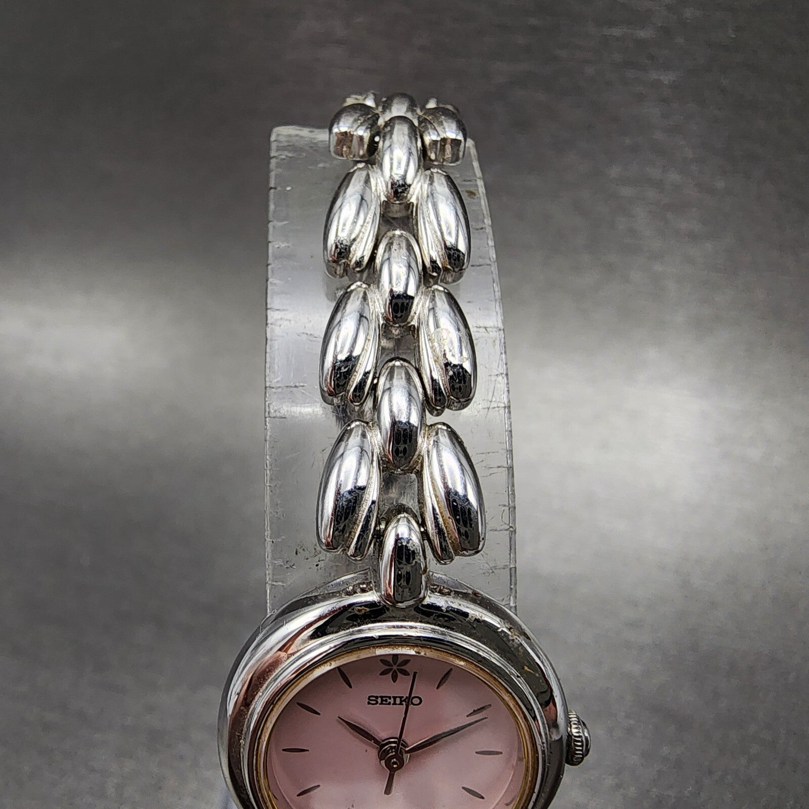 Seiko Watch Women 20mm Pink Dial Silver Tone Round 4N210740 New Battery4