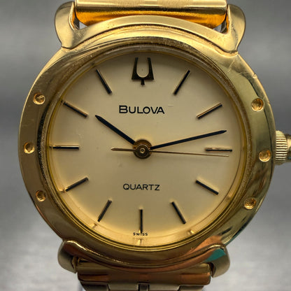 Bulova Watch Women 24mm Champagne Dial Gold Tone Round New Battery VTG1