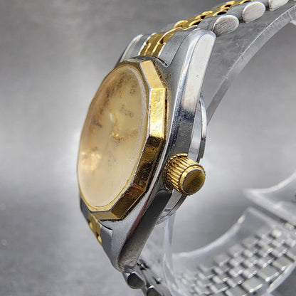 Bulova Marine Star Watch Women 24mm Gold Dial Two Tone Date Round New Battery2
