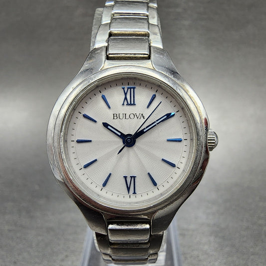 Bulova Watch Women 28mm White Dial Steel Round 96L215 New Battery0