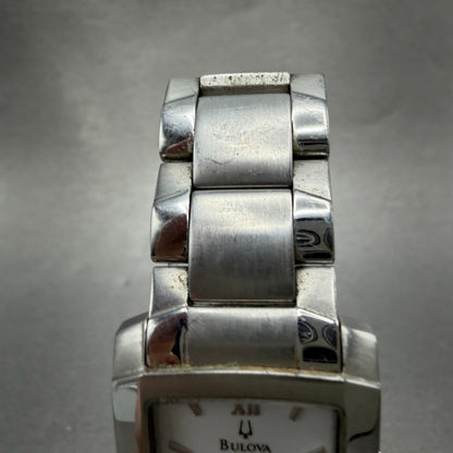 Bulova Tank Watch Women 22mm White Dial Silver Tone Rectangle 96L95 New Battery4