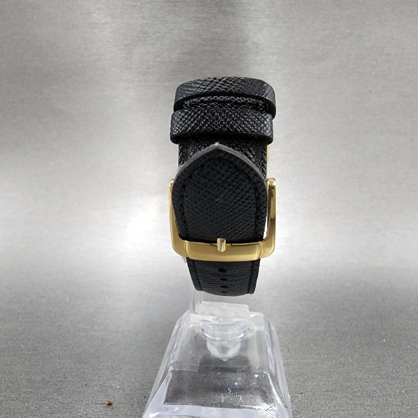 Waltham Maxim Tank Watch Women 26mm Black Dial Gold Tone Rectangle New Battery7