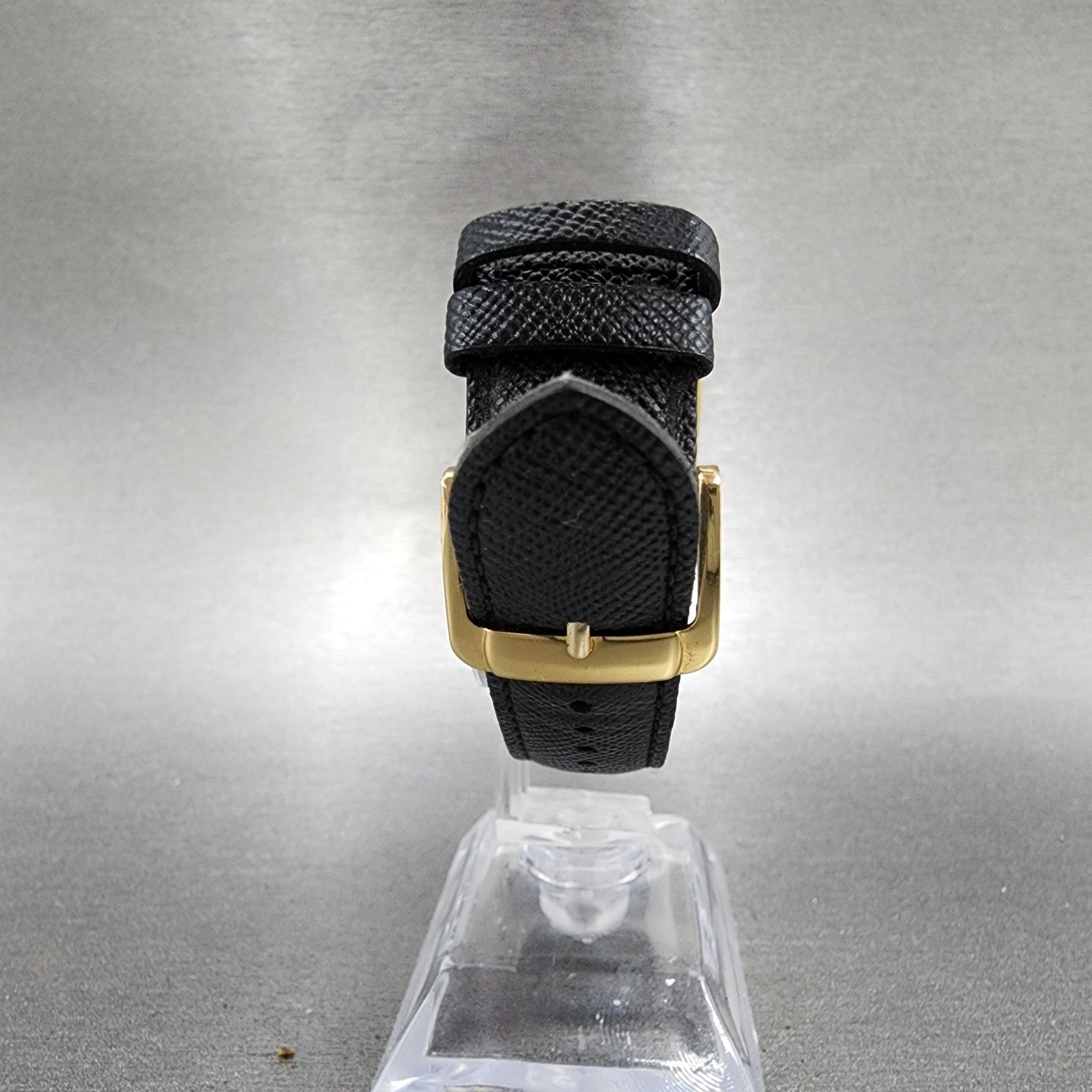 Waltham Maxim Tank Watch Women 26mm Black Dial Gold Tone Rectangle New Battery7