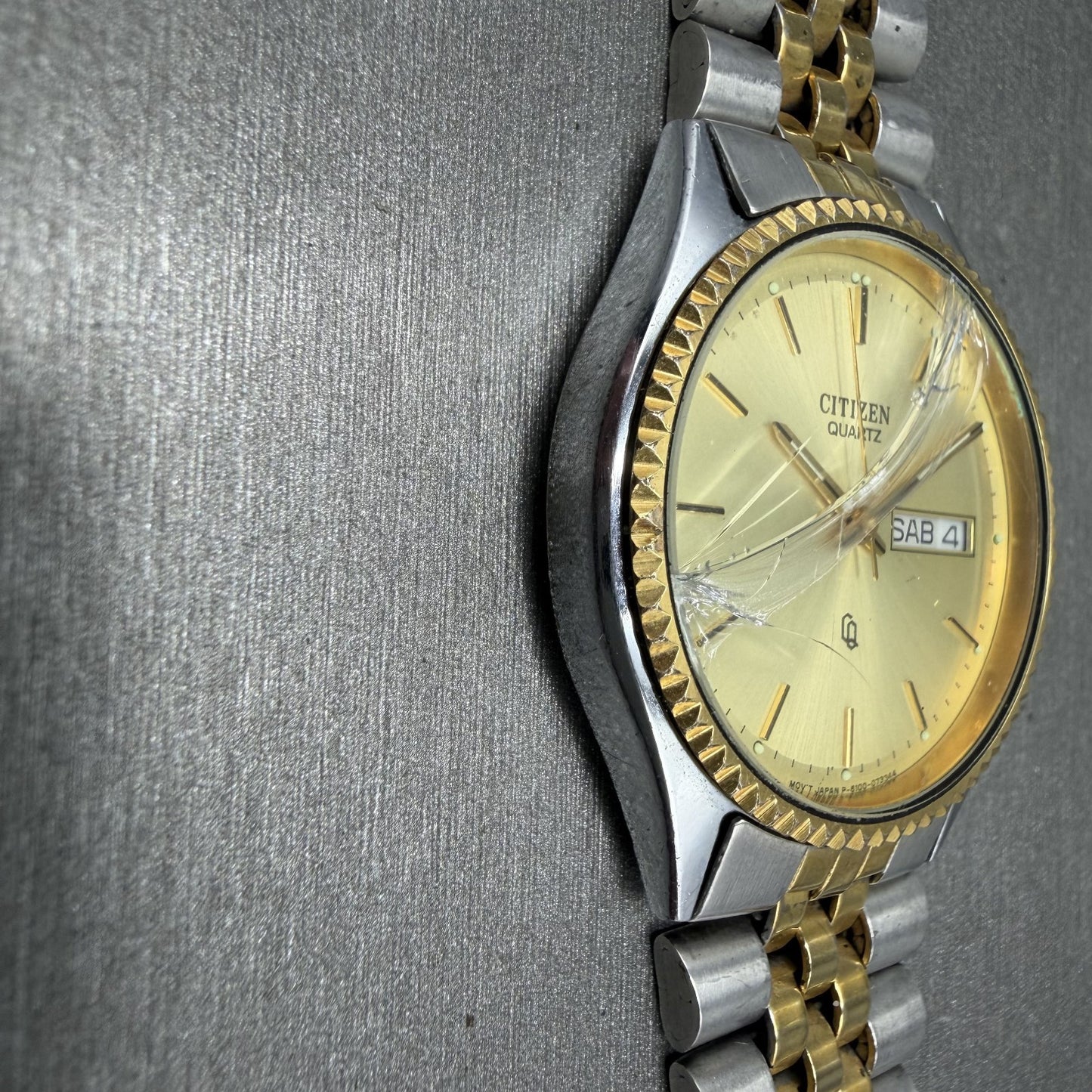 Citizen CQ President Watch Men 35mm Champagne Dial Two Tone Daydate PARTS6