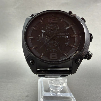 Diesel Overflow Chrono Watch Men 49mm Black Dial Black Date DZ4223 New Battery6