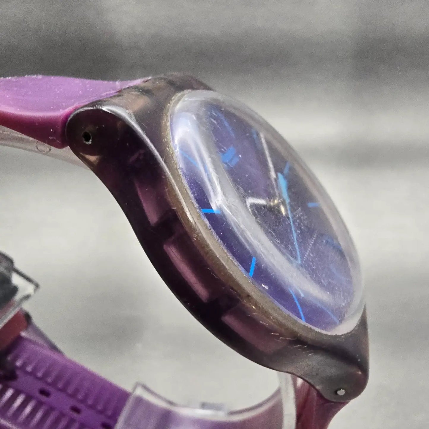 Swatch PURPLE REBEL Watch Men Purple Dial Purple Daydate SUOV702 New Battery3