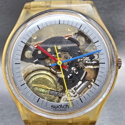 Swatch Jelly Fish Watch Men 34mm Skeleton Dial Clear Case GK100 New Battery1