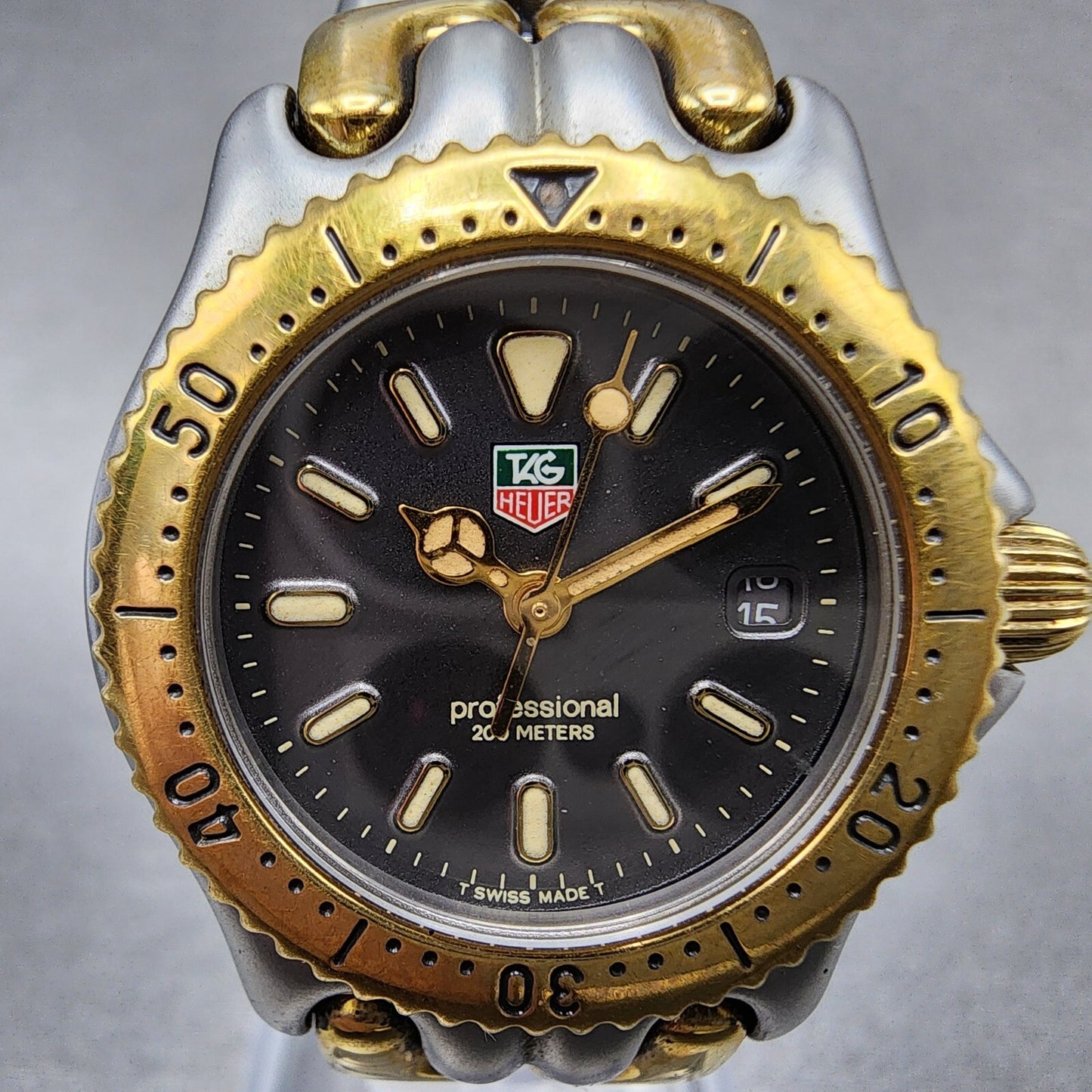 TAG Heuer Professional Watch Women 29mm Black Dial Two Tone Date S95215 New Bat2