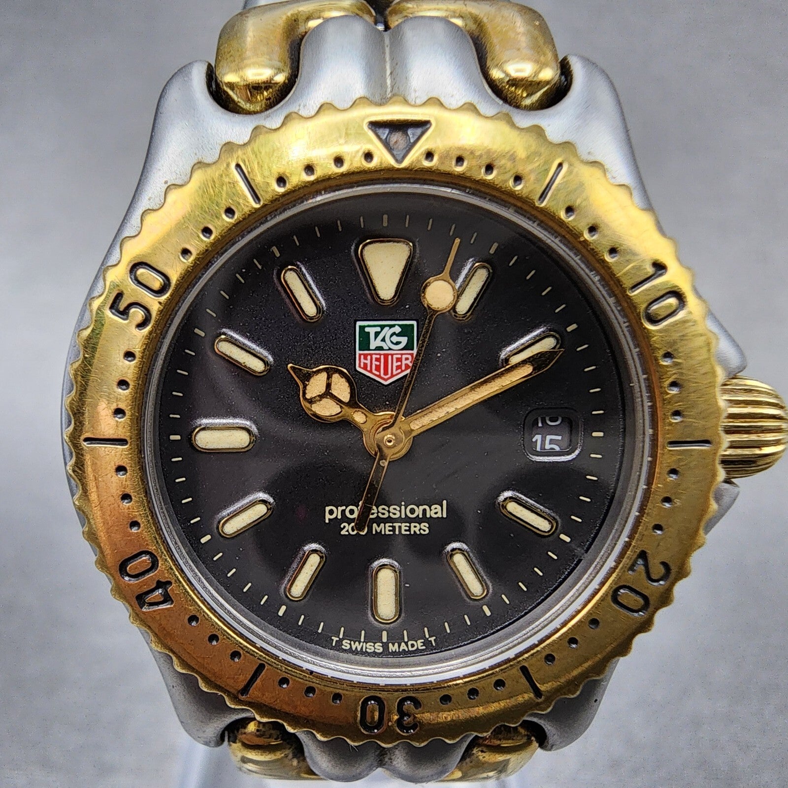 TAG Heuer Professional Watch Women 29mm Black Dial Two Tone Date S95215 New Bat2