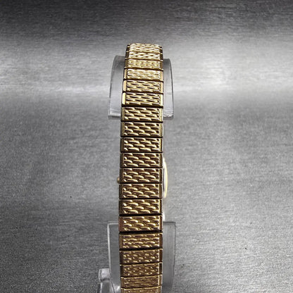 Seiko Watch Women 17mm White Dial Gold Tone Rectangle 1N00-5K29 New Battery JP7