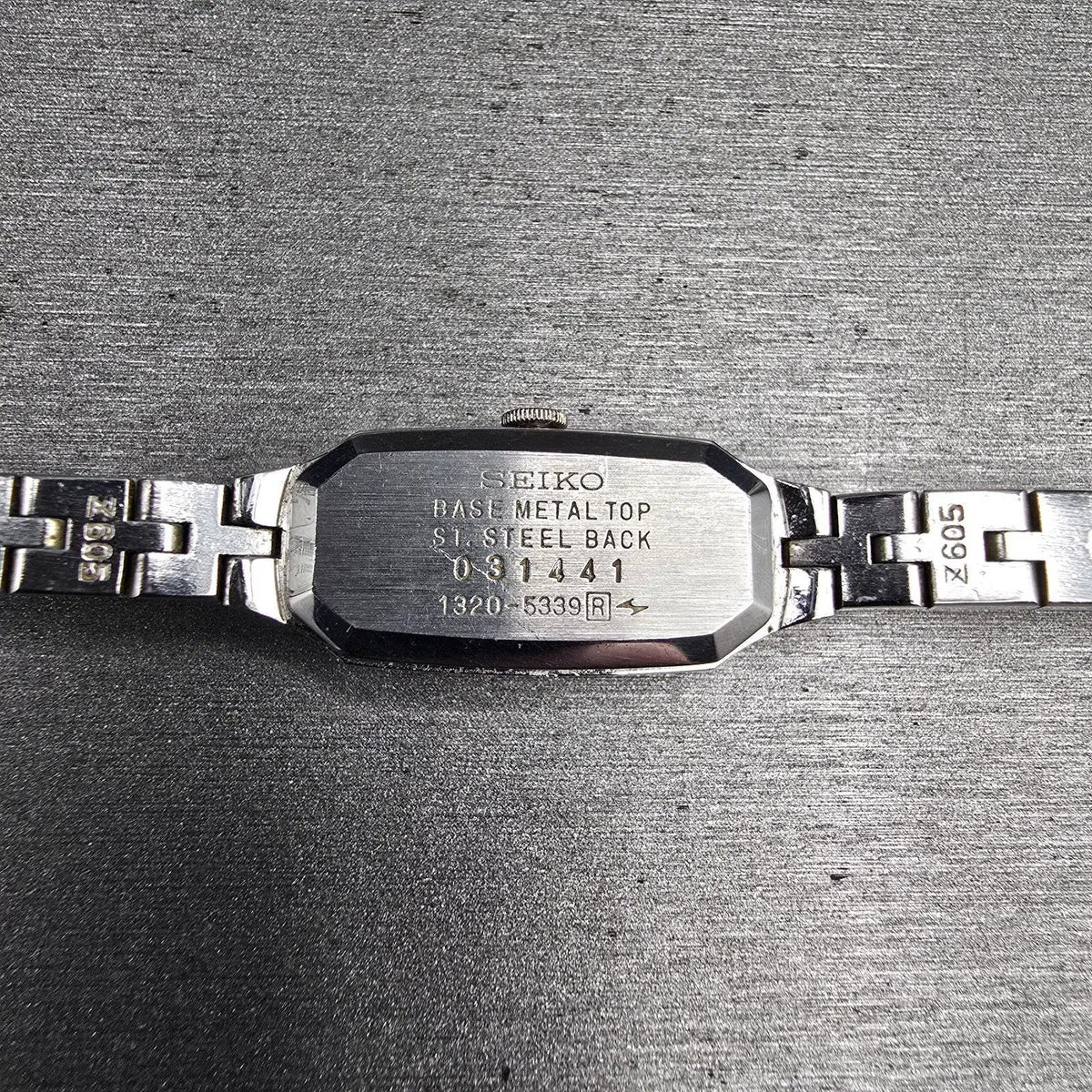Seiko Watch Women 12mm Blue Dial Silver Tone Rectangle 1320-5339 New Battery JP310