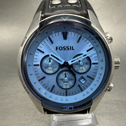 Fossil Coachman Chronograph Watch Men 44mm Blue Dial Steel Date CH-2564 New Batt0