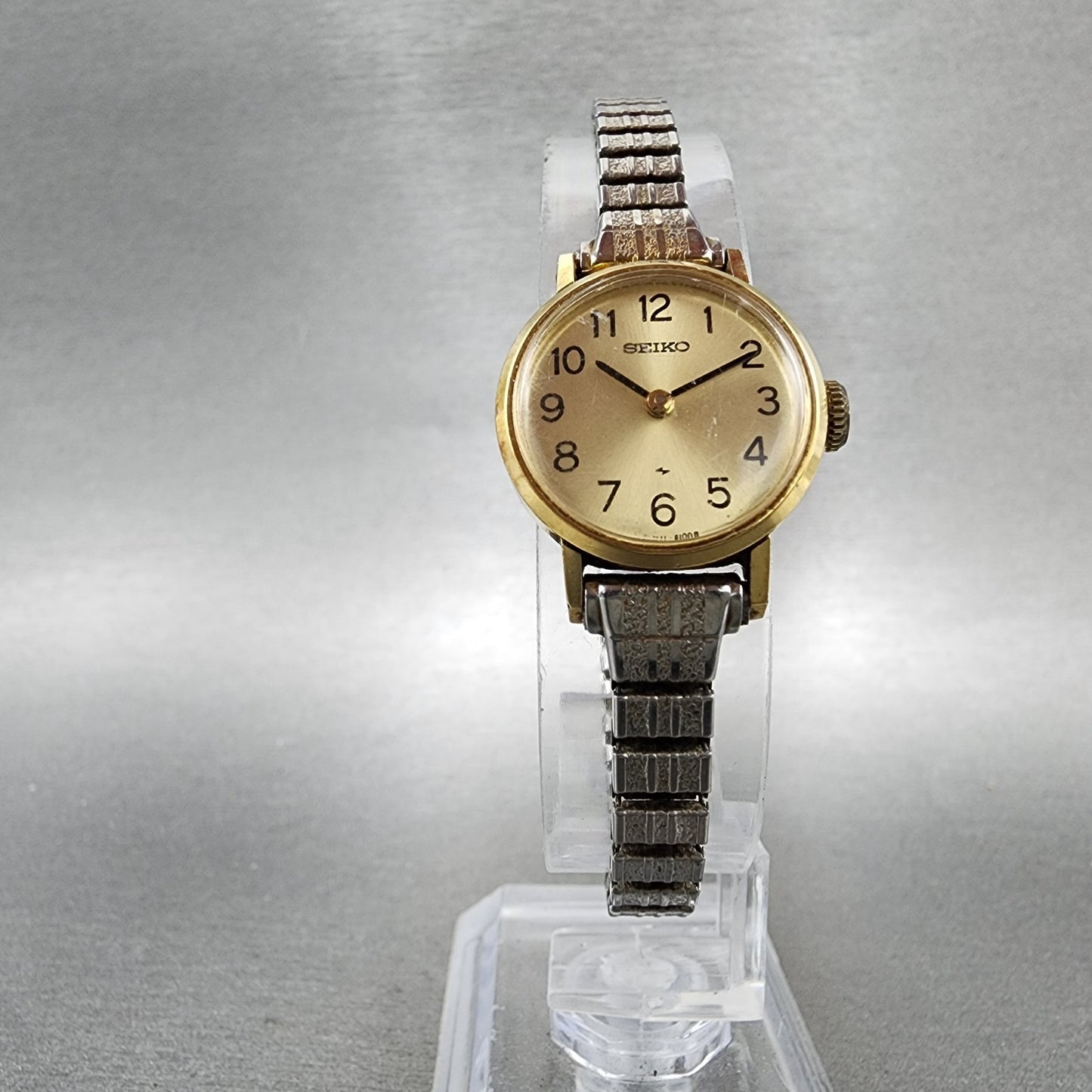 Seiko Watch Women 20mm Champagne Dial Gold Tone Manual 110039 Runs5
