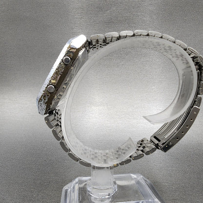 Seiko Digital Watch Men 33mm Alarm Chrono Steel Rectangle G7574050 PARTS7