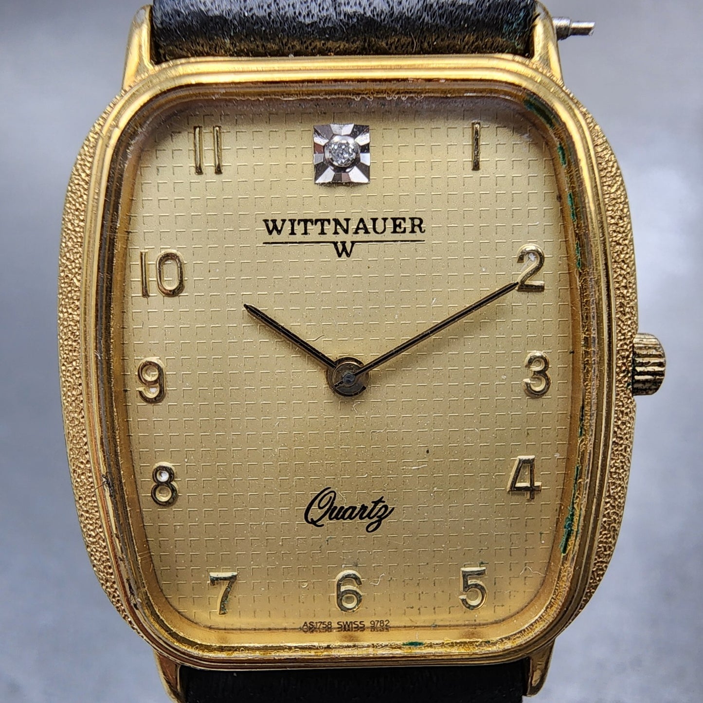 Wittnauer Tank Watch Men 26mm Champagne Dial Gold Tone Rectangle New Battery1