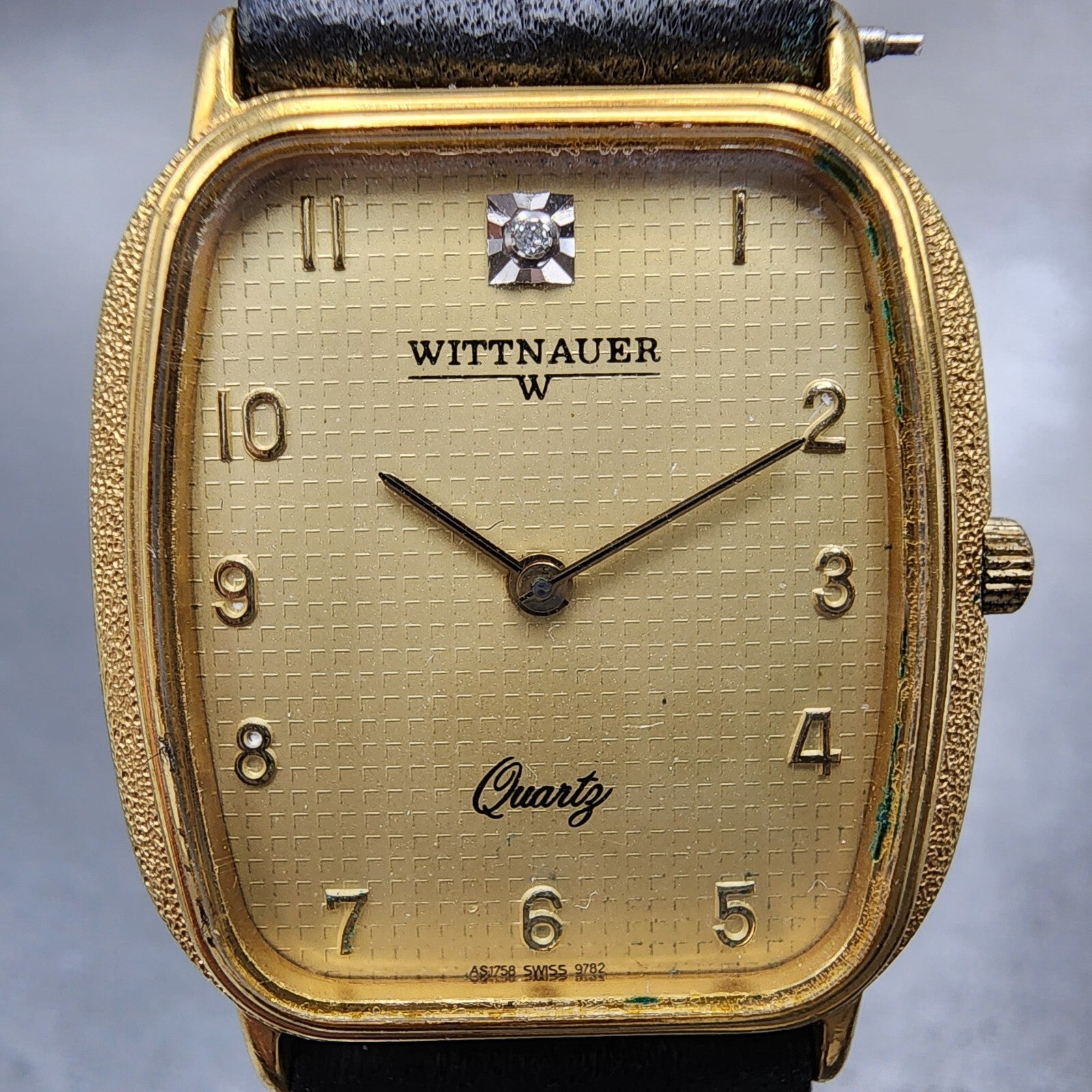 Wittnauer Tank Watch Men 26mm Champagne Dial Gold Tone Rectangle New Battery1