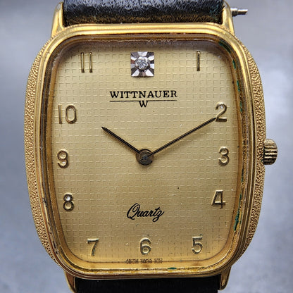 Wittnauer Tank Watch Men 26mm Champagne Dial Gold Tone Rectangle New Battery1