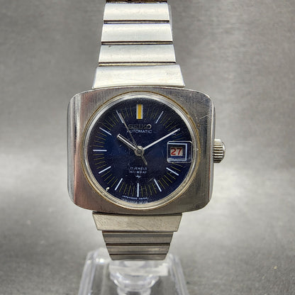 Seiko Automatic Watch Women 27mm Blue Dial Silver Tone Date 22050401 PARTS0