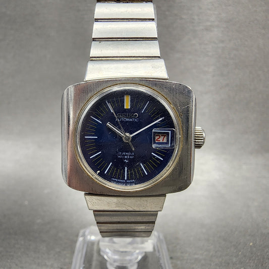 Seiko Automatic Watch Women 27mm Blue Dial Silver Tone Date 22050401 PARTS0