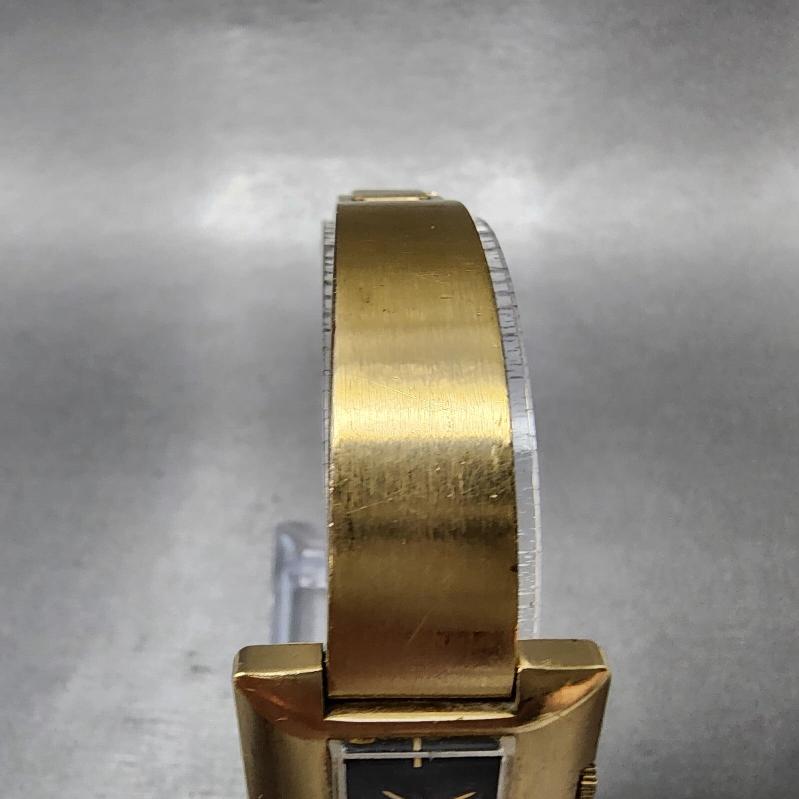 VTG Seiko Watch Women 24mm Black Dial Gold plated Rectangle Manual Wind Runs4