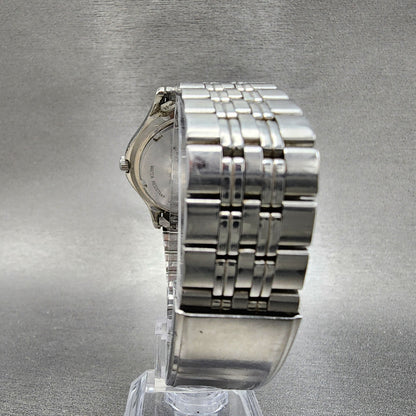 Pulsar Watch Men 38mm Silver Dial Silver Tone Daydate Round V7438A80 New Batt7