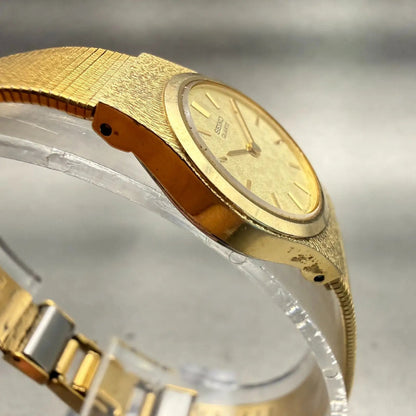 Seiko Watch Women 19mm Champagne Dial Gold Tone Round 2C20-0029 New Battery VTG3